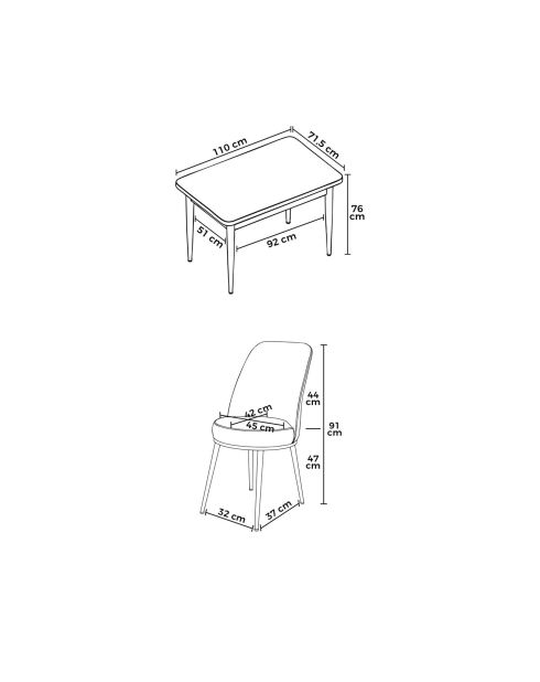 Table + 4 Chaises Nil marbre noir/violet