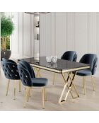 Table + 4 Chaises Rigel marbre noir/doré/anthracite