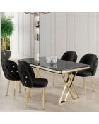 Table + 4 Chaises Rigel marbre noir/doré/noir