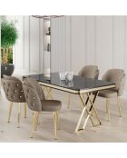 Table + 4 Chaises Rigel marbre noir/doré/cappuccino