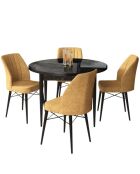 Table + 4 Chaises Rox marbre noir/cappuccino