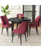 Table + 4 Chaises Rox marbre noir/bordeaux