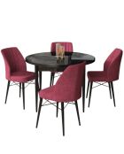 Table + 4 Chaises Rox marbre noir/bordeaux