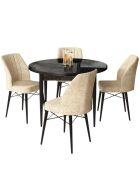 Table + 4 Chaises Rox marbre noir/crème