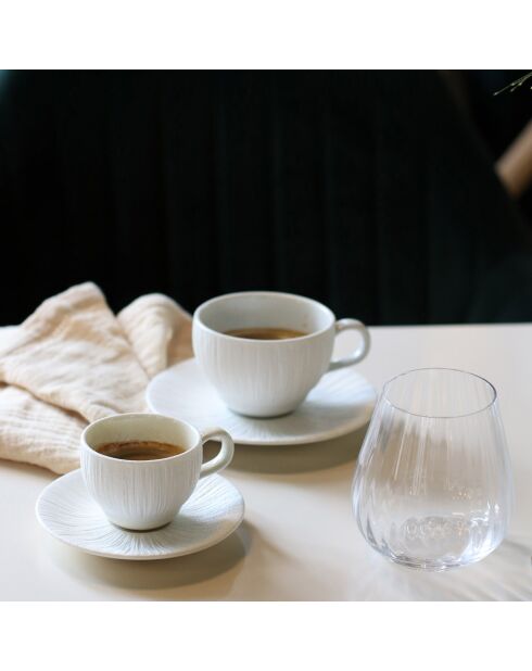 6 Tasses & Soucoupes Urus bleu blanches - 9 cl