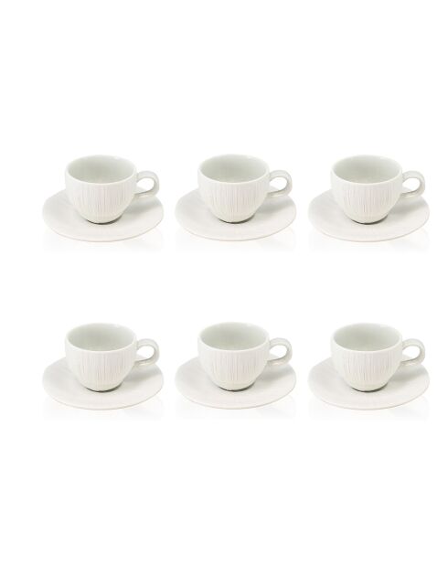 6 Tasses & Soucoupes Urus bleu blanches - 9 cl