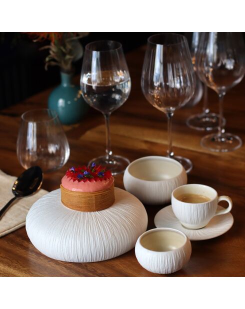 6 Tasses & Soucoupes en Porcelaine Urus beige/blanc - 12 cl