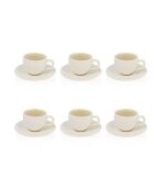 6 Tasses & Soucoupes en Porcelaine Urus beige/blanc - 12 cl