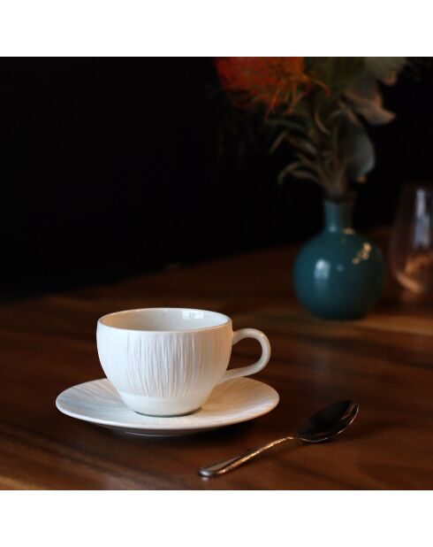 6 Tasses & Soucoupes Urus beige/blanc - 21 cl