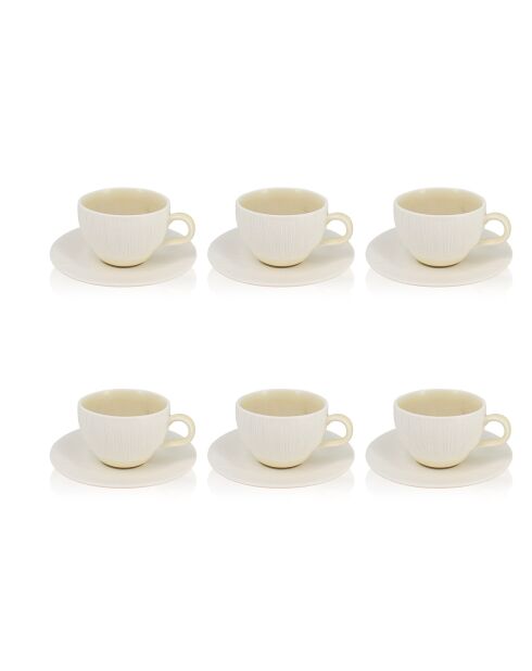 6 Tasses & Soucoupes Urus beige/blanc - 21 cl
