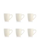 6 Mugs en grès Snowstack blanc mat - 33 cl