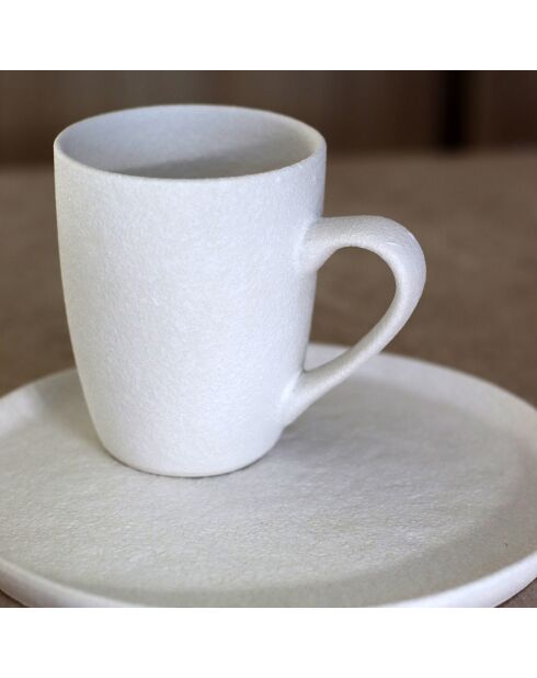 6 Mugs en grès Snowstack blanc mat - 33 cl