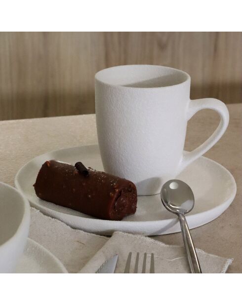 6 Mugs en grès Snowstack blanc mat - 33 cl