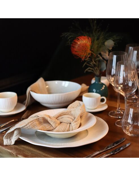 6 Assiettes plates Urus bleu/blanc - D.31 cm