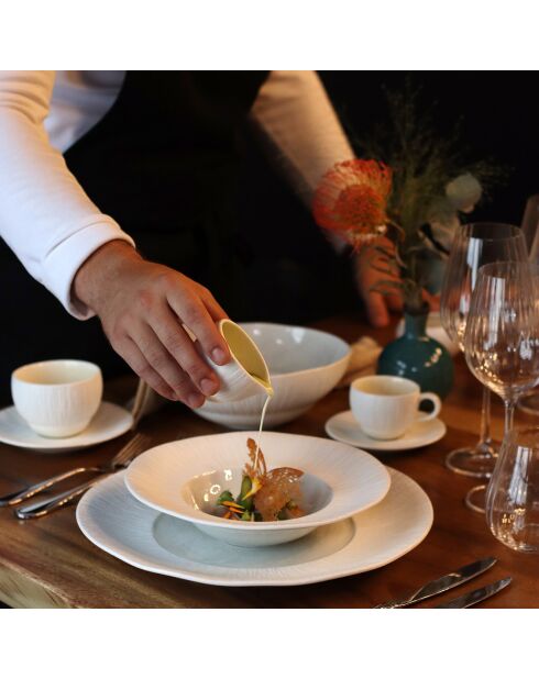 6 Assiettes plates Urus bleu/blanc - D.31 cm