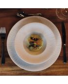 6 Assiettes plates Urus bleu/blanc - D.28.5 cm