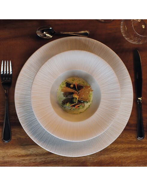 6 Assiettes plates Urus bleu/blanc - D.28.5 cm