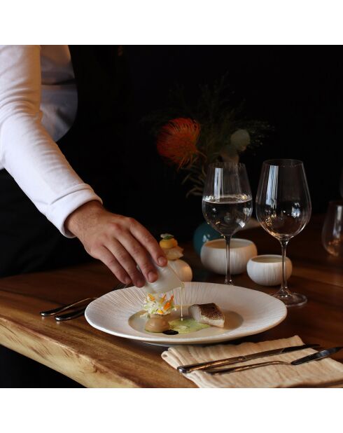 6 Assiettes plates Urus beige/blanc - D.31 cm