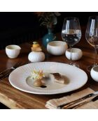 6 Assiettes plates Urus beige/blanc - D.31 cm