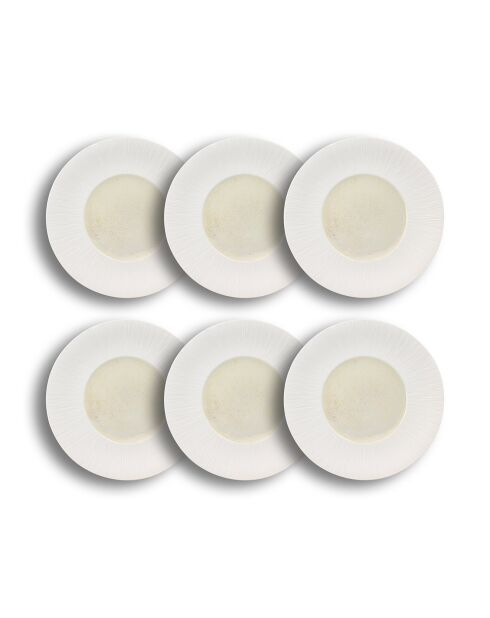 6 Assiettes creuses en Porcelaine Urus beige/blanc - D.28.5 cm