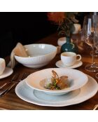 6 Assiettes creuses en Porcelaine Urus beige/blanc - D.20 cm