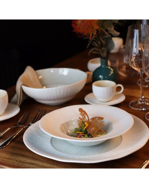 6 Assiettes creuses en Porcelaine Urus beige/blanc - D.20 cm