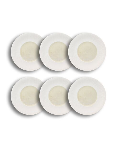 6 Assiettes creuses en Porcelaine Urus beige/blanc - D.20 cm