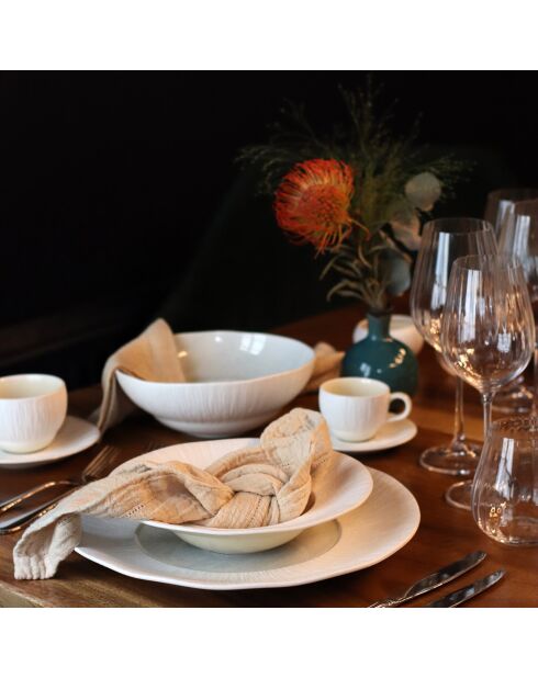 6 Assiettes creuses en Porcelaine Urus beige/blanc - D.20 cm