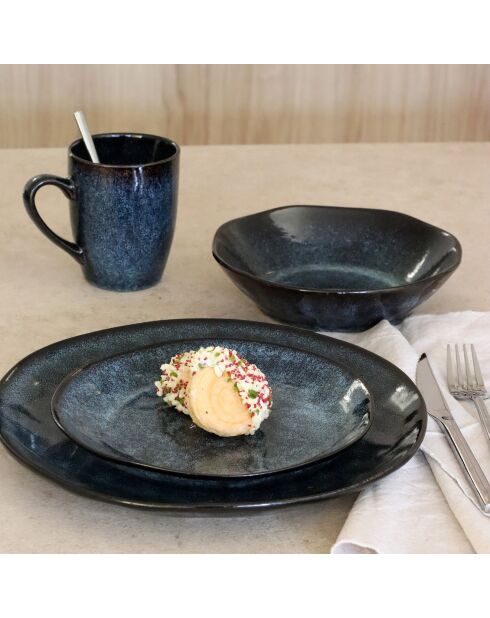 6 Assiettes plates Costa bleues - D.28 cm