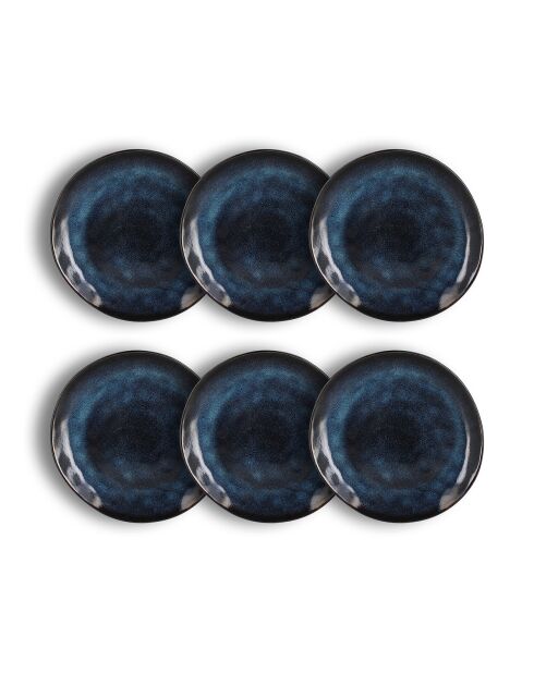 6 Assiettes dessert en grès Costa bleues - D.21 cm