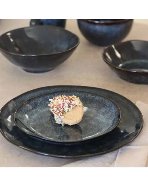 6 Assiettes dessert en grès Costa bleues - D.21 cm