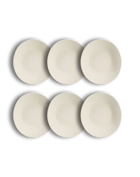 6 Assiettes creuses en grès Snowstack blanc mat - D.21 cm