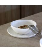 6 Assiettes creuses en grès Snowstack blanc mat - D.21 cm