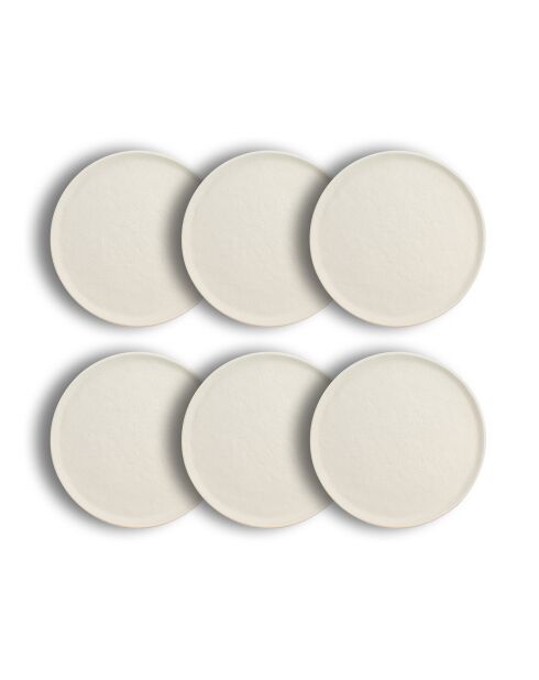 6 Assiettes à dessert en grès Snowstack blanc mat - D.21 cm
