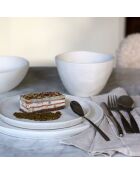6 Assiettes à dessert en grès Snowstack blanc mat - D.21 cm