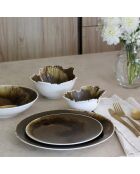 6 Assiettes plates en Porcelaine Saturnec marron -D.27 cm