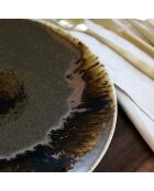 6 Assiettes plates en Porcelaine Saturnec marron -D.27 cm