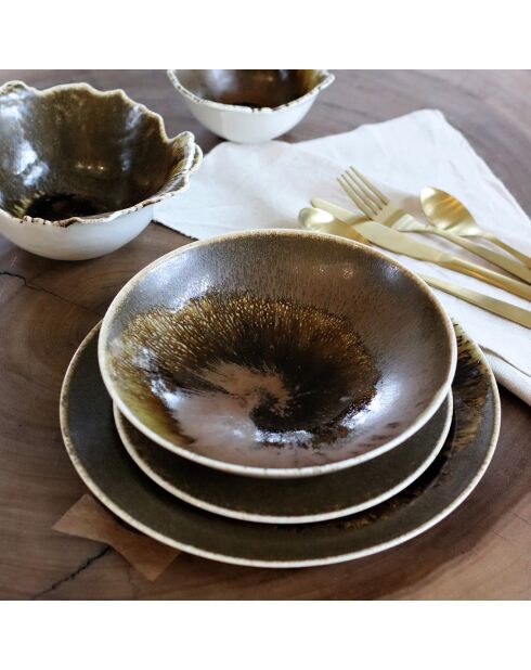 6 Assiettes en Porcelaine Cates Saturne marron - D.21 cm