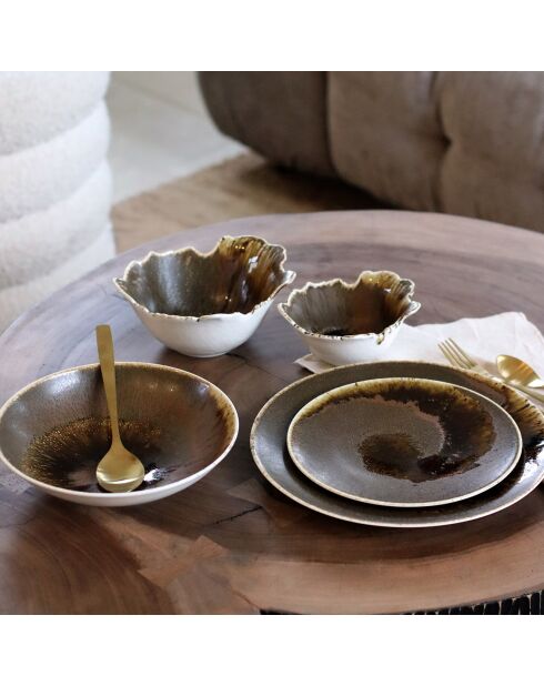 6 Assiettes en Porcelaine Cates Saturne marron - D.21 cm