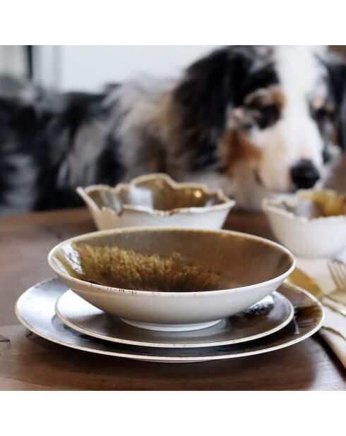 6 Assiettes en Porcelaine Cates Saturne marron - D.21 cm