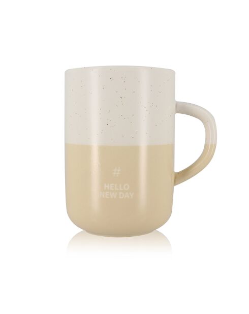 Mug hello new day blanc/beige - 580 ml