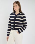 Gilet en Coton & Laine Glada rayures nocturne/écru
