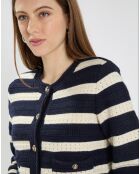 Gilet en Coton & Laine Glada rayures nocturne/écru