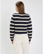 Gilet en Coton & Laine Glada rayures nocturne/écru