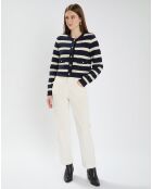 Gilet en Coton & Laine Glada rayures nocturne/écru