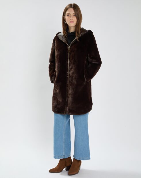 Manteau en fausse fourrure Milor chocolat