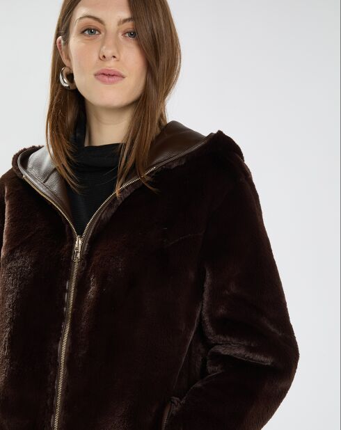 Manteau en fausse fourrure Milor chocolat