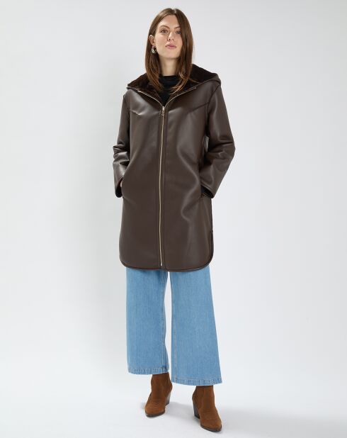 Manteau en fausse fourrure Milor chocolat