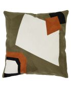 Housse de coussin brodé Nagoya kaki - 45x45 cm