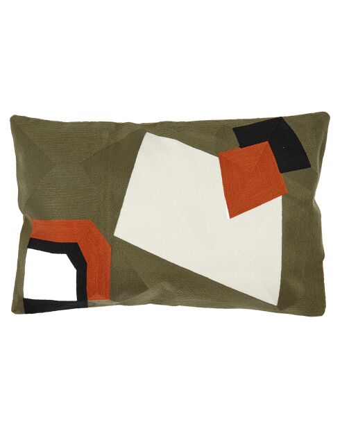Housse de coussin brodé Nagoya kaki - 40x60 cm